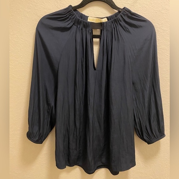 Ramy Brook Meryl Cold Shoulder Blouse In Navy Blue - Picture 3 of 12